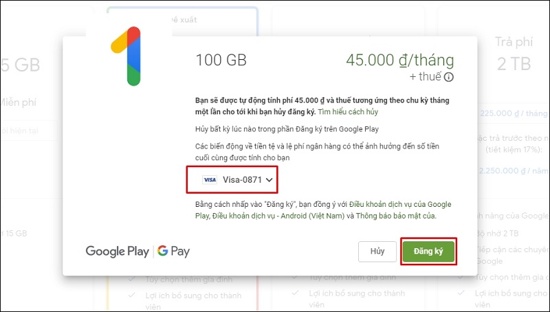 chọn phương thức thanh toán phù hợp và hoàn tất